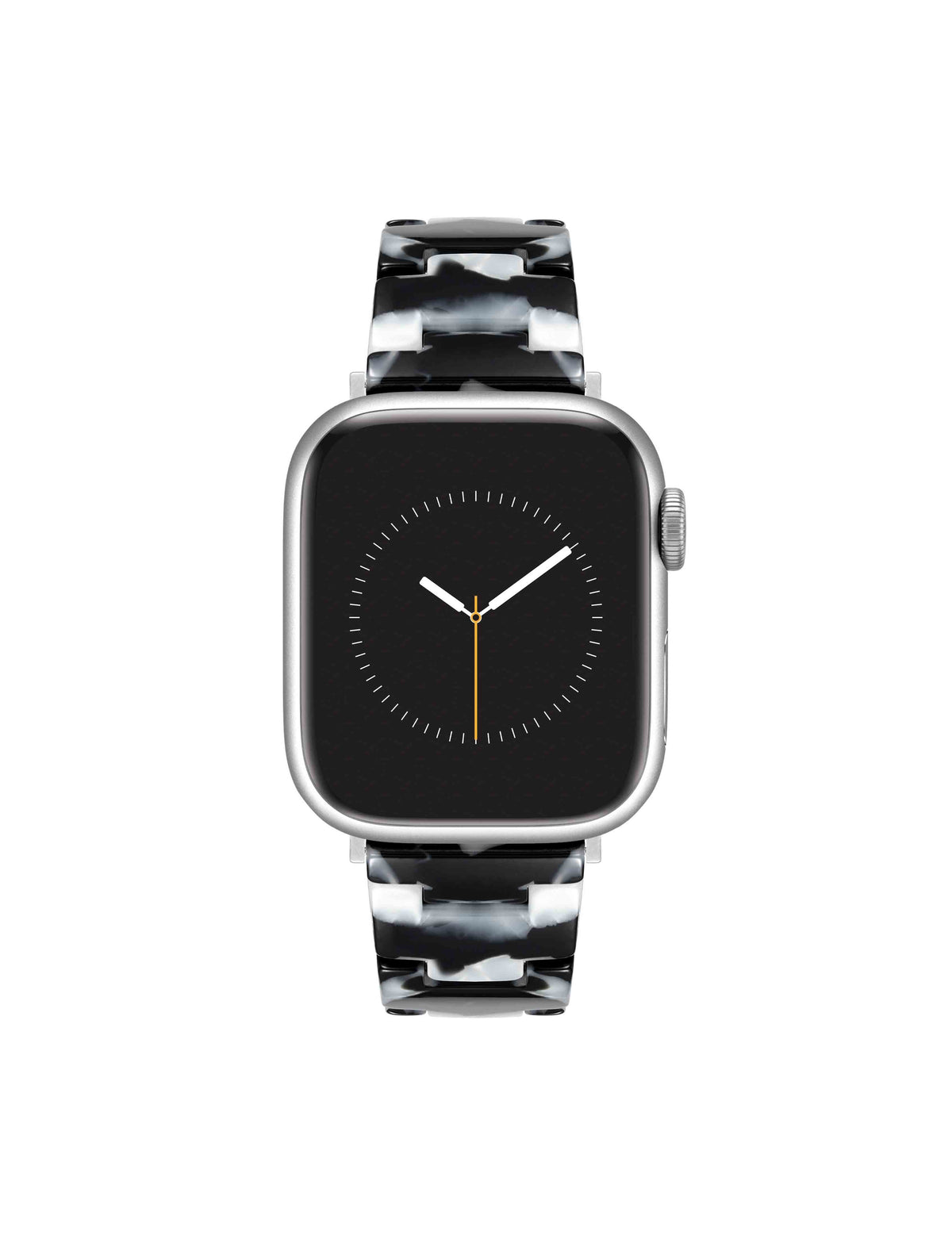 Anne Klein Black/White/Silver-Tone Marbleized Acetate Bracelet Band for Apple Watch®