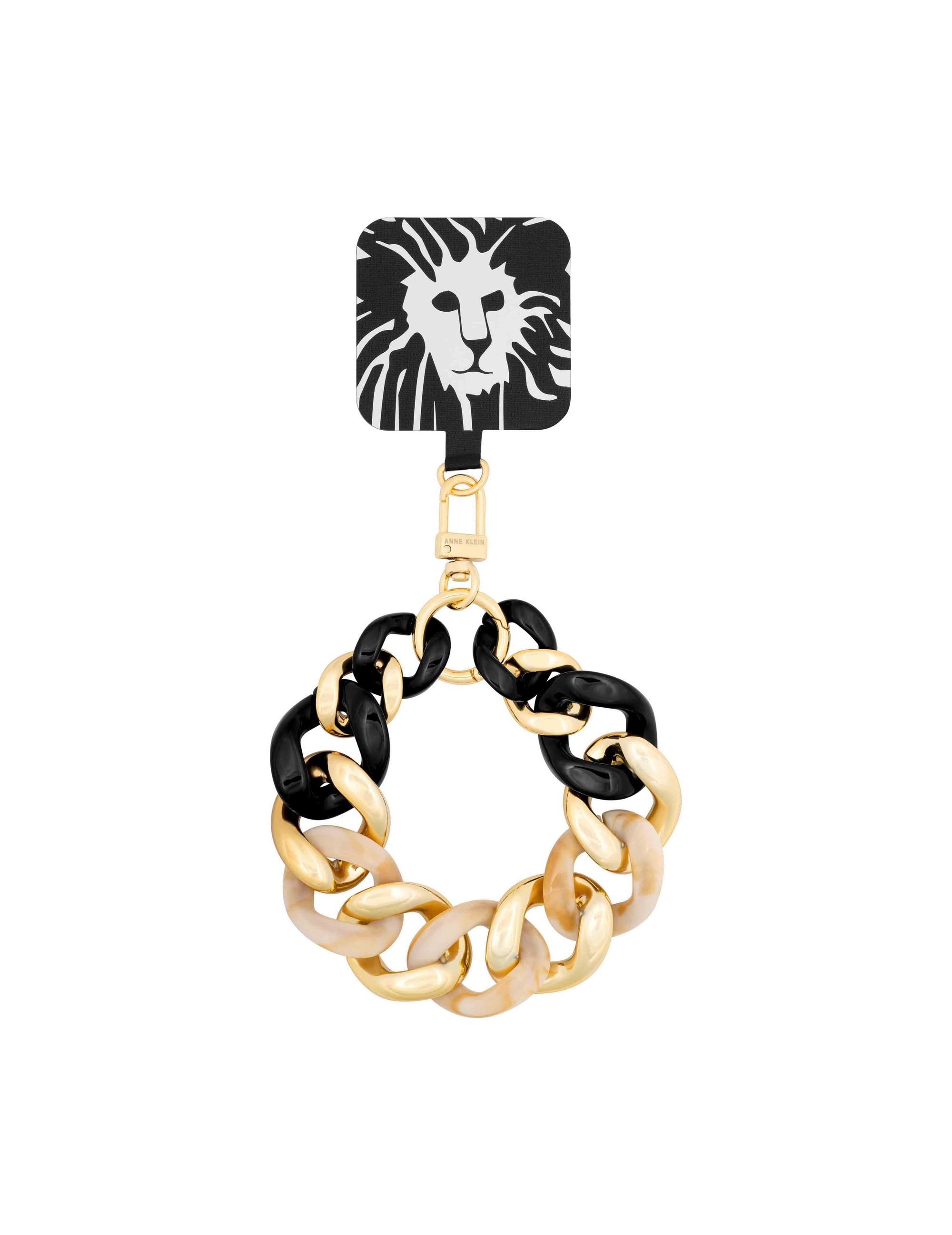 Anne Klein Black/Ivory/Gold-Tone Acetate and Metal Chain Link Wrist Strap for iPhone®