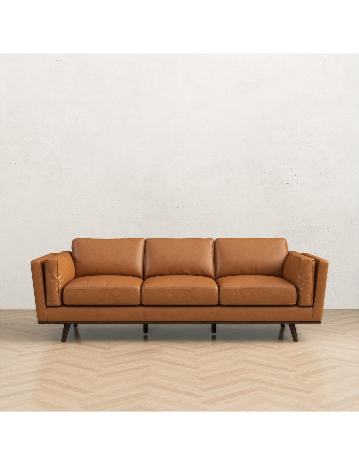 Anne Klein  Cardano Cognac Tan 89&quot; Genuine Leather Sofa