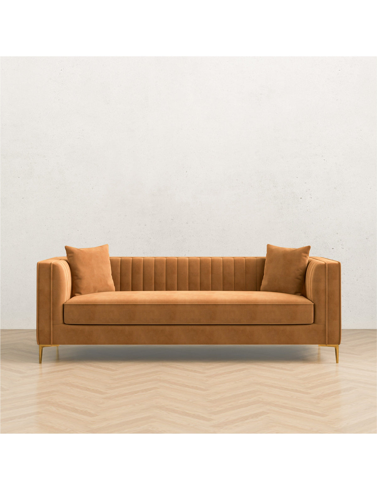 Anne Klein  Nizzoli Orange 91&quot; Velvet Sofa