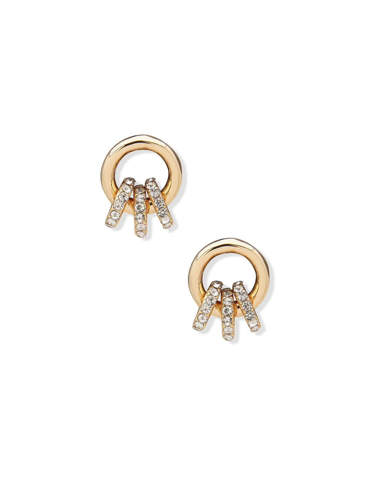 Anne Klein Gold-Tone Drop Earrings with Mini Pave Hoops