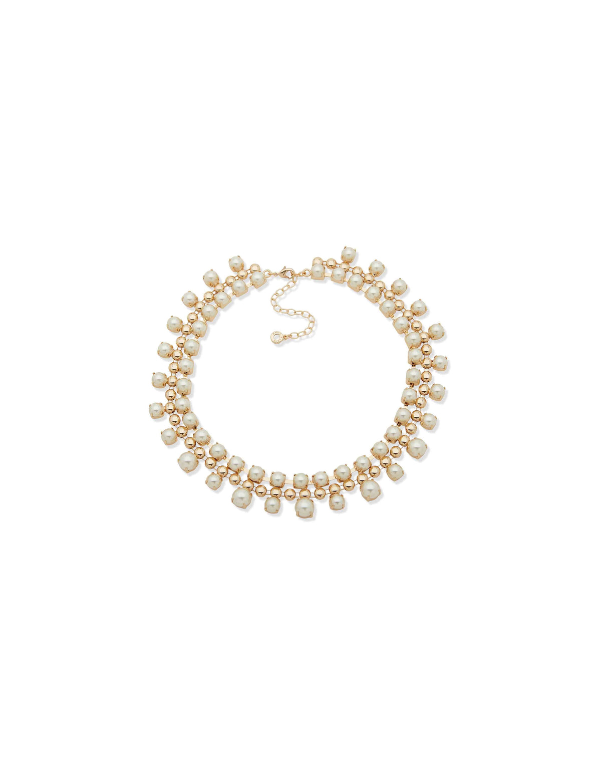 Anne Klein Gold Tone Pearl &amp; Metal Dome Statement Necklace