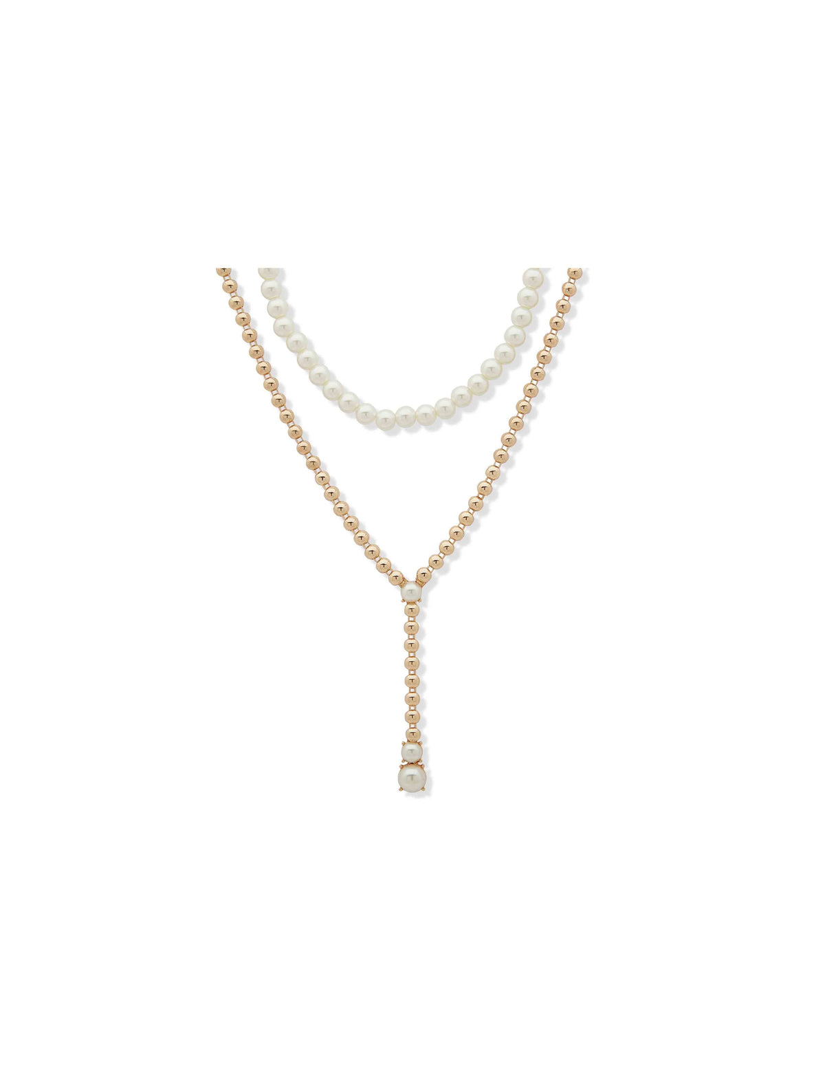 Anne Klein Gold Tone Pearled Dome Lariat