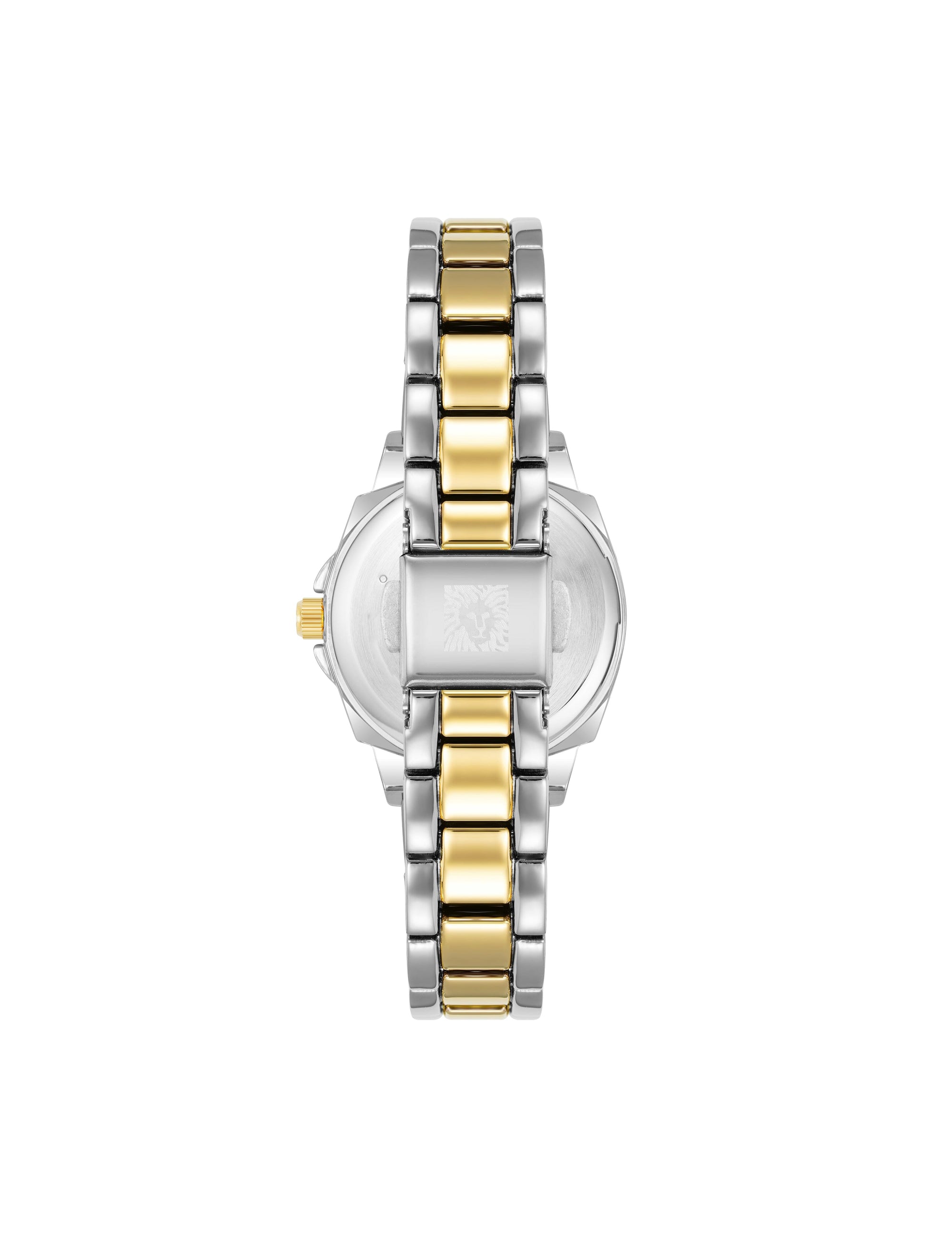 Anne Klein Silver-Tone/Gold-Tone Cushion Case Bracelet Watch