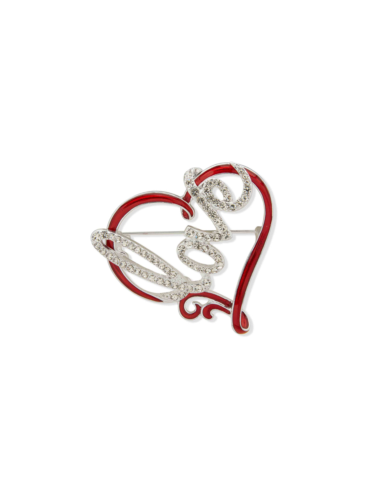 Anne Klein Silver Tone Red Heart Pin