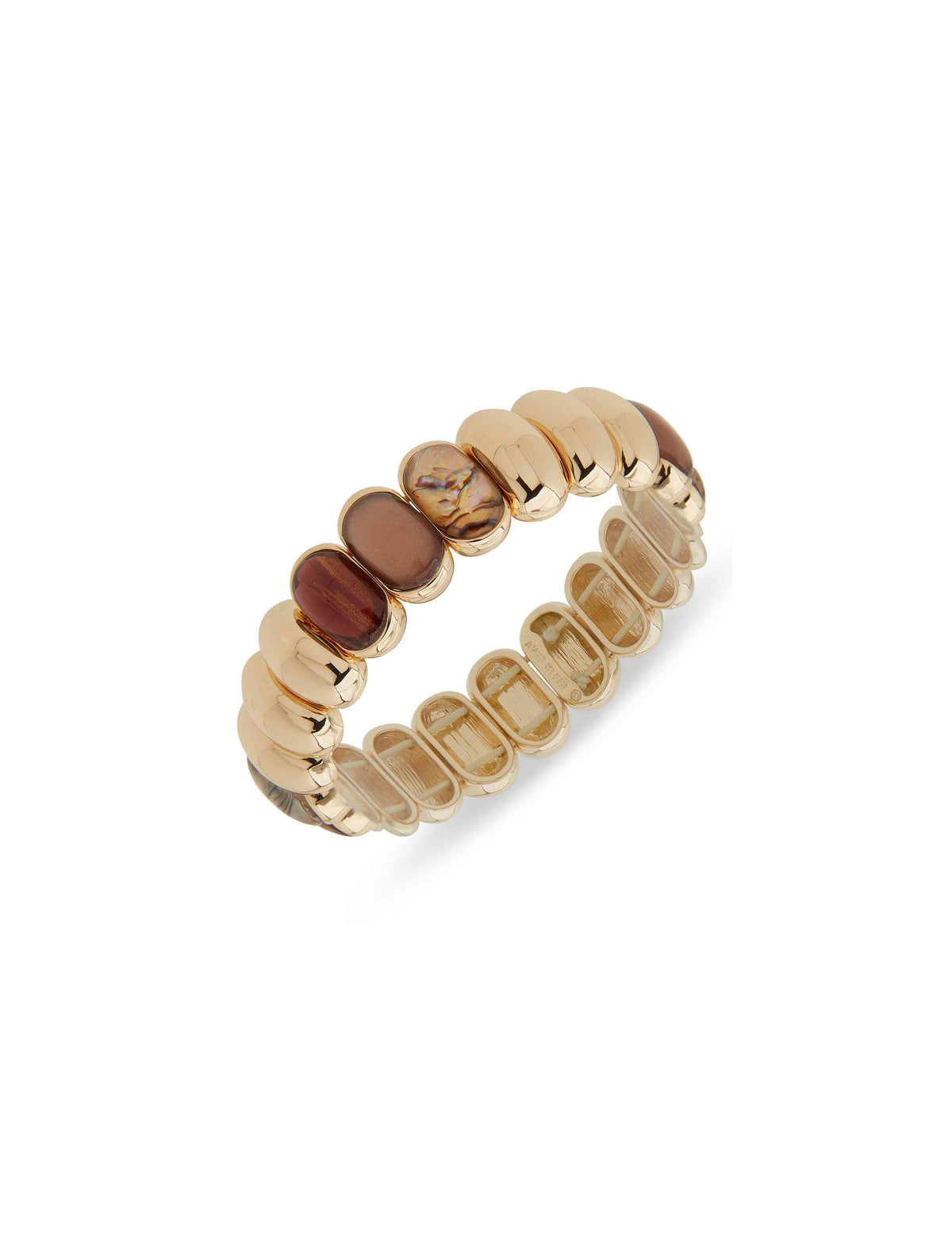 Anne Klein Gold Tone Cab Tiled Stretch Bracelet - Gold/Blush