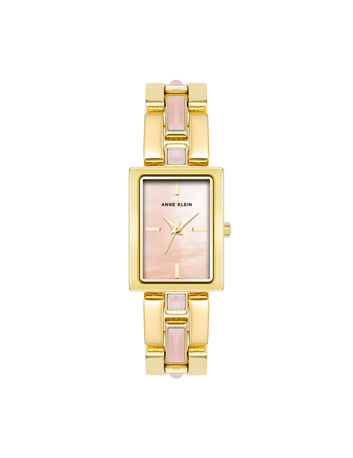 Anne Klein Rose quartz/Gold Gemstone Accented Bracelet Watch