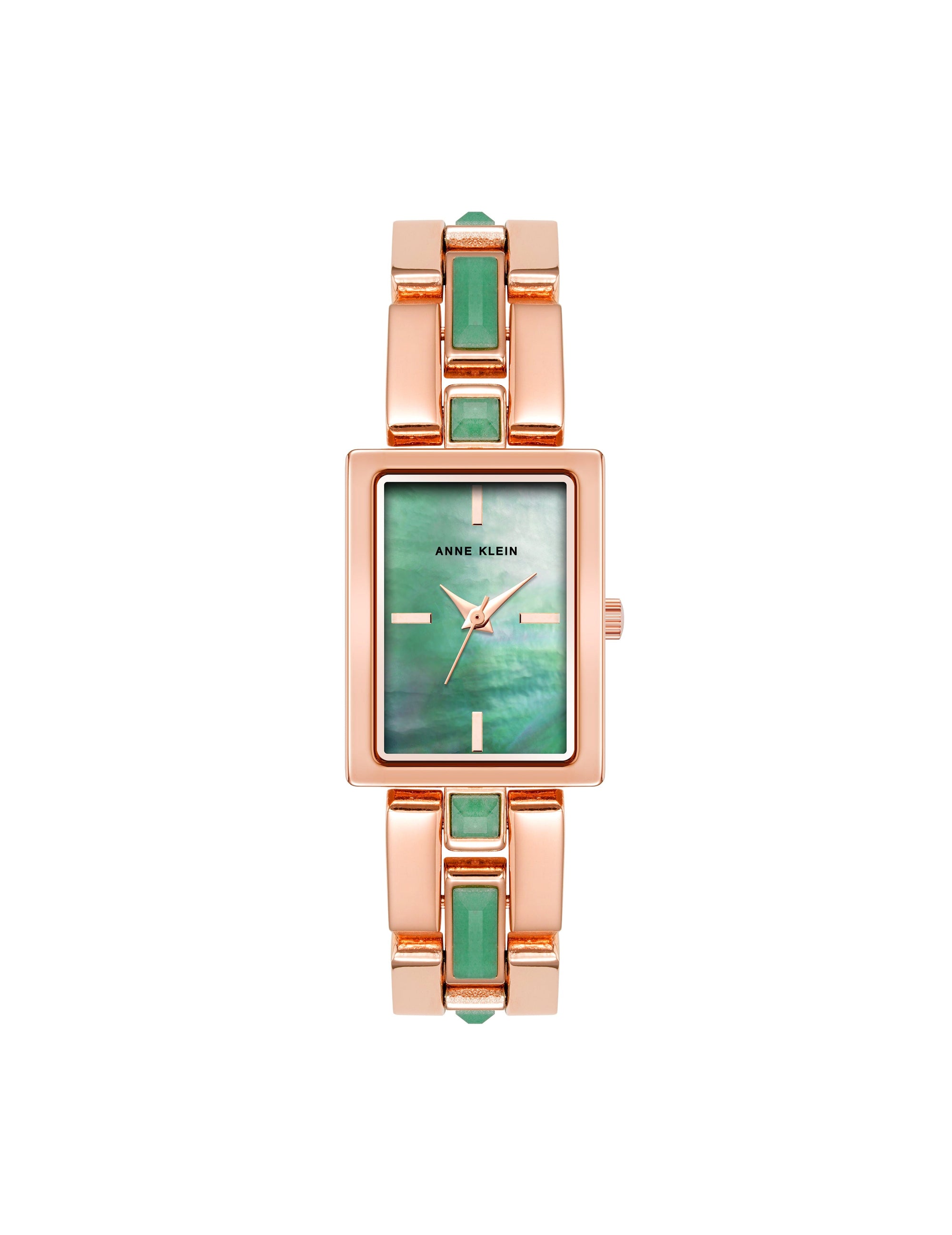 Anne Klein Aventurine/Rose Gold Gemstone Accented Bracelet Watch