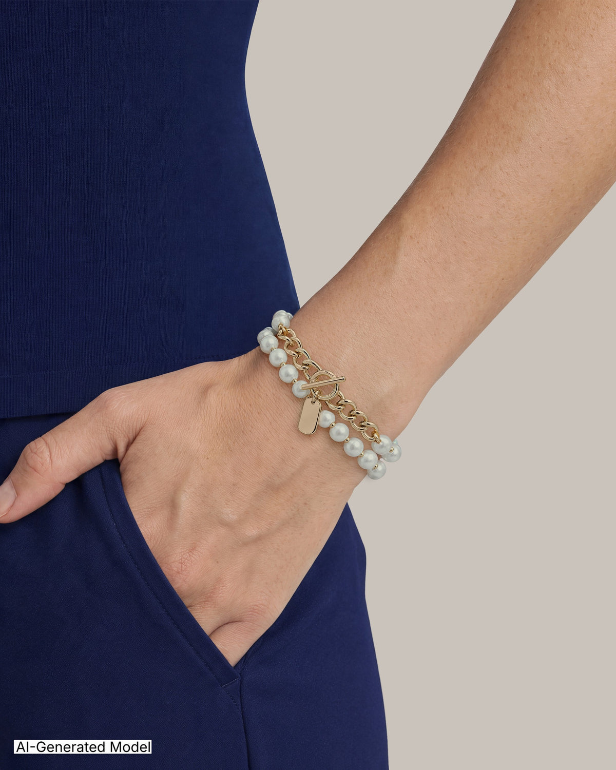[SKU:01B00023] Faux Pearl Stretch Bracelet Set