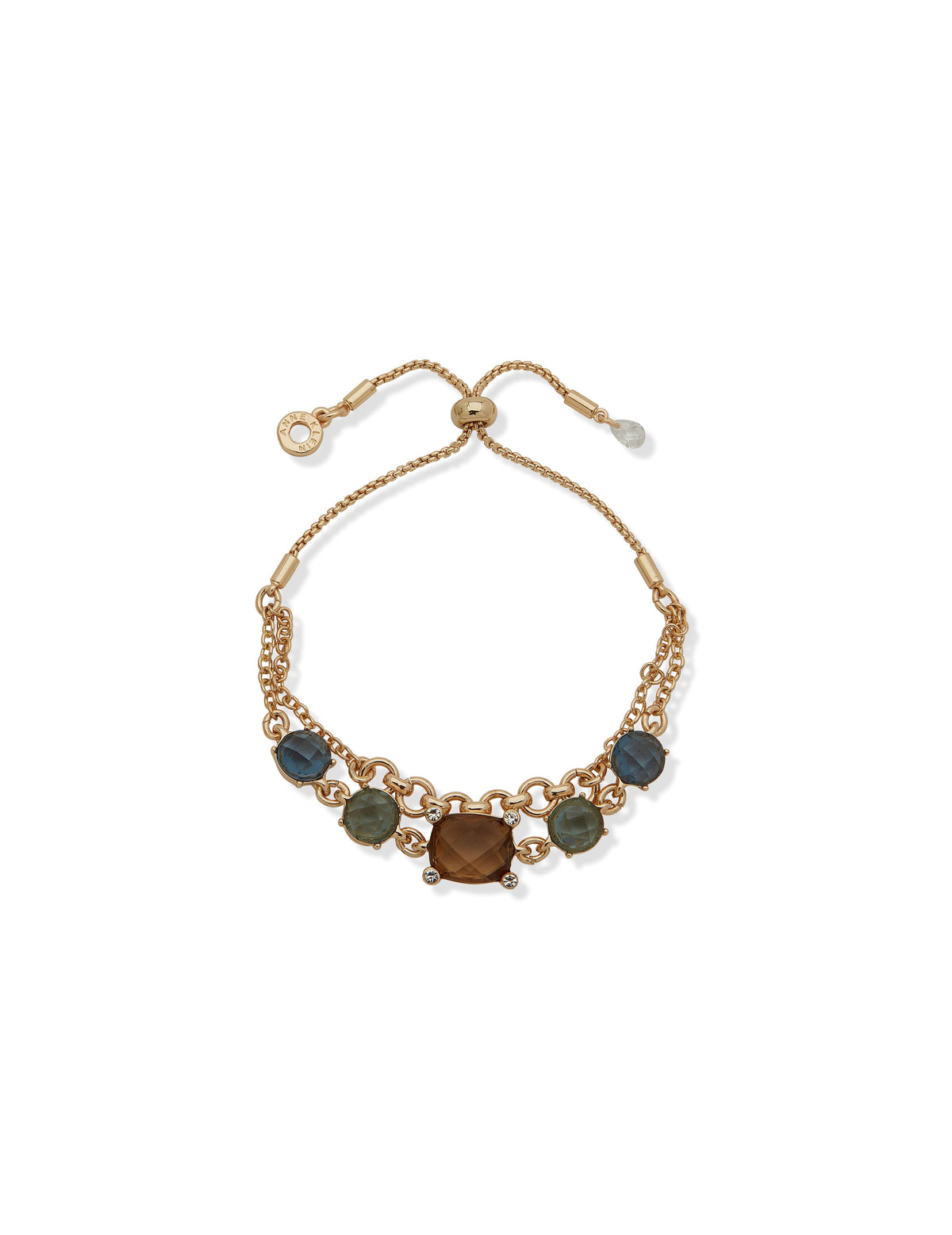 Anne Klein Gold Tone Multi Stone Slider Bracelet