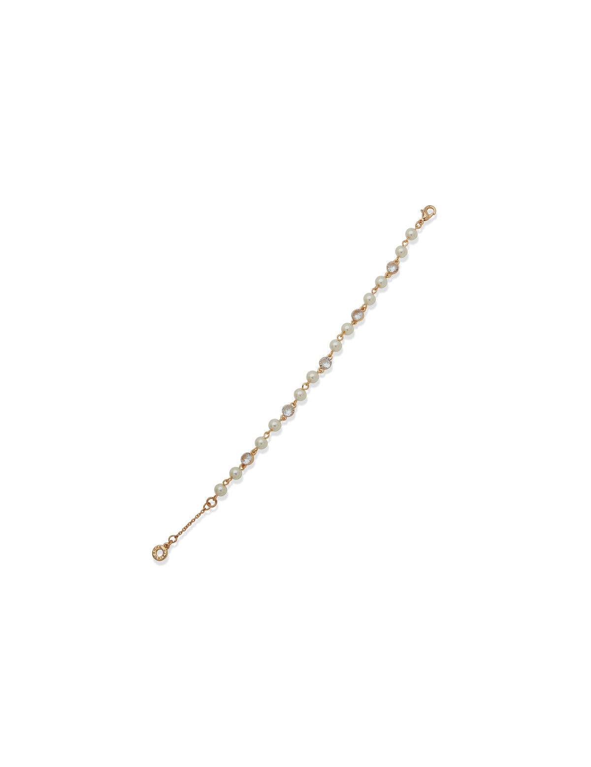 Anne Klein Gold Tone Flex Gold-Tone Pearl and Crystal Bracelet
