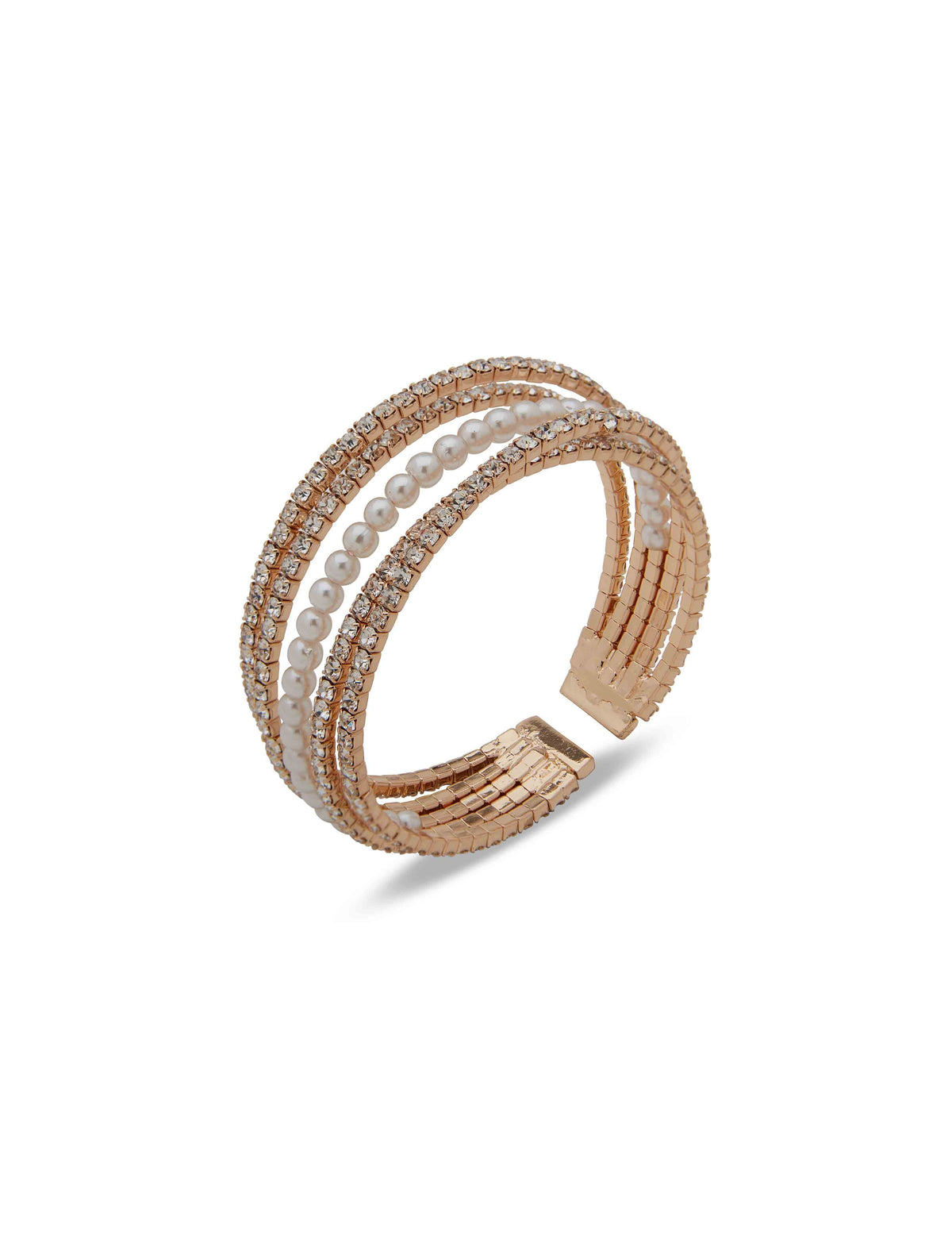 Anne Klein Gold Tone Crisscross Stone Coil Bracelet in Gift Box