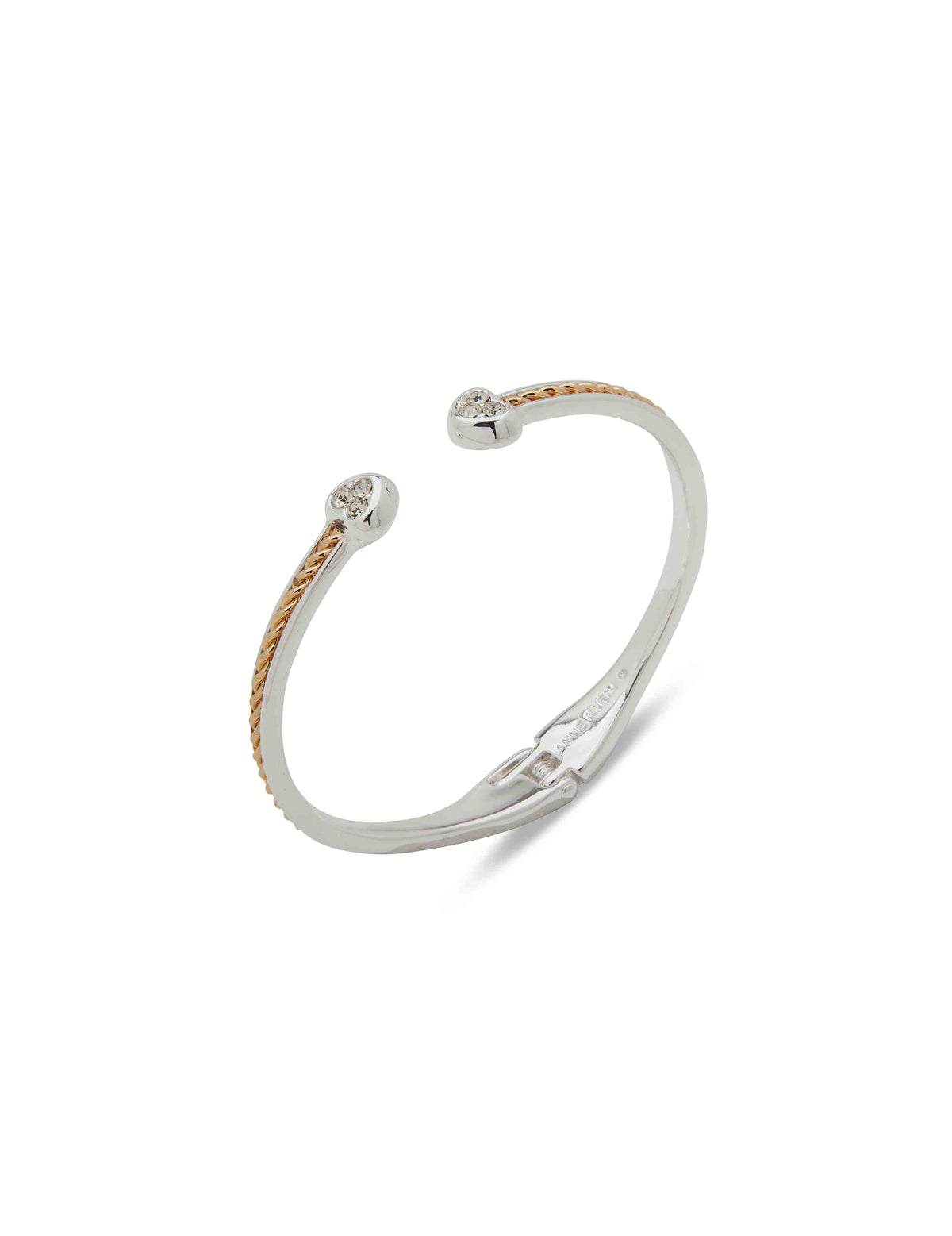 Anne Klein Gold Tone/ Silver Tone Heart Roped Hinge Bracelet