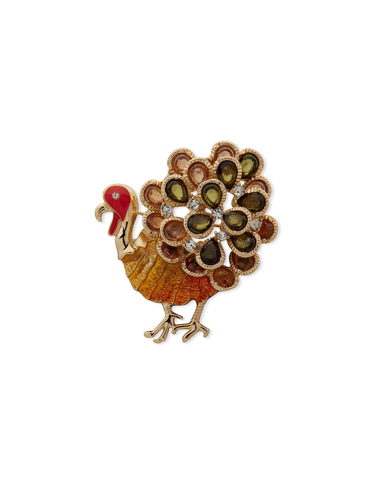 Anne Klein Gold Tone Turkey Pin - Gold Multi