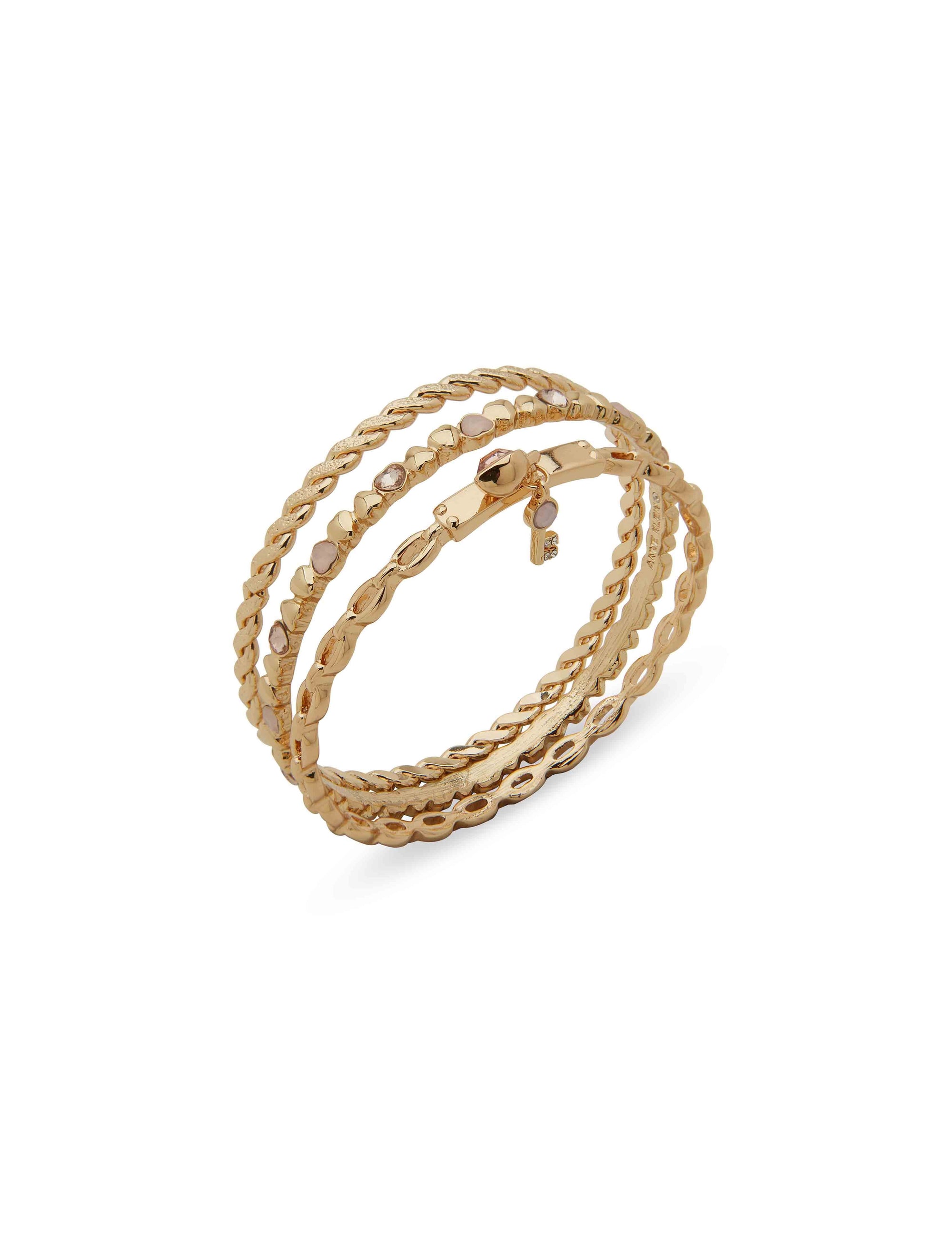 Anne Klein Gold Tone Heart Motif Bangle Set