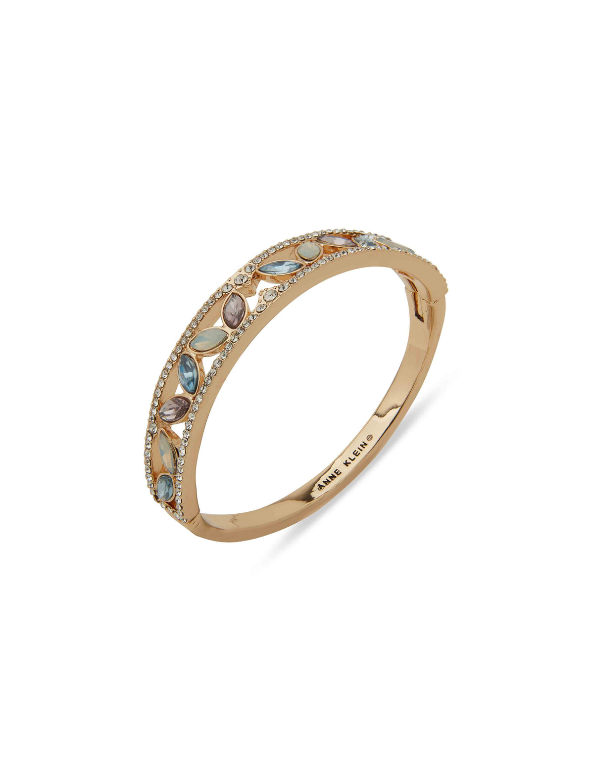 Anne Klein Gold Tone Navette Stone Hinge Bracelet - Gold/Multi