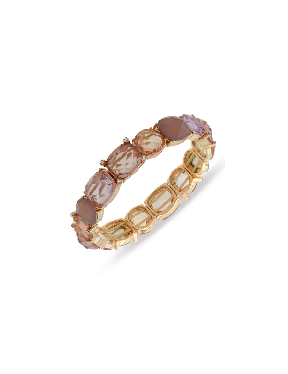 Anne Klein Gold Tone Stationed Stretch Bracelet - Purple