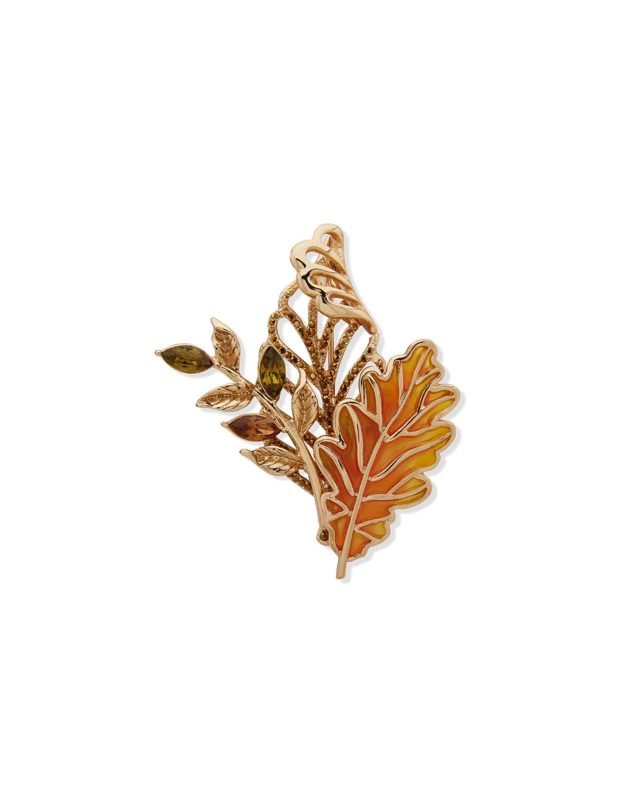 Anne Klein Gold-tone Boxed Fall Leaf Pin - Gold