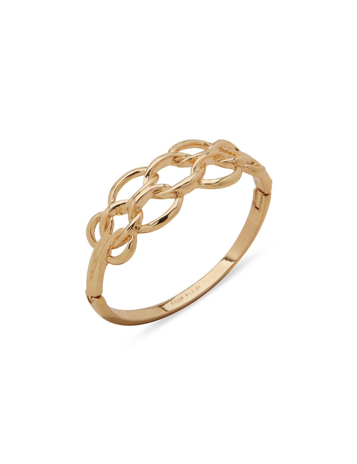 Anne Klein Gold Tone Linked Chain Open Hinge Bracelet - Gold