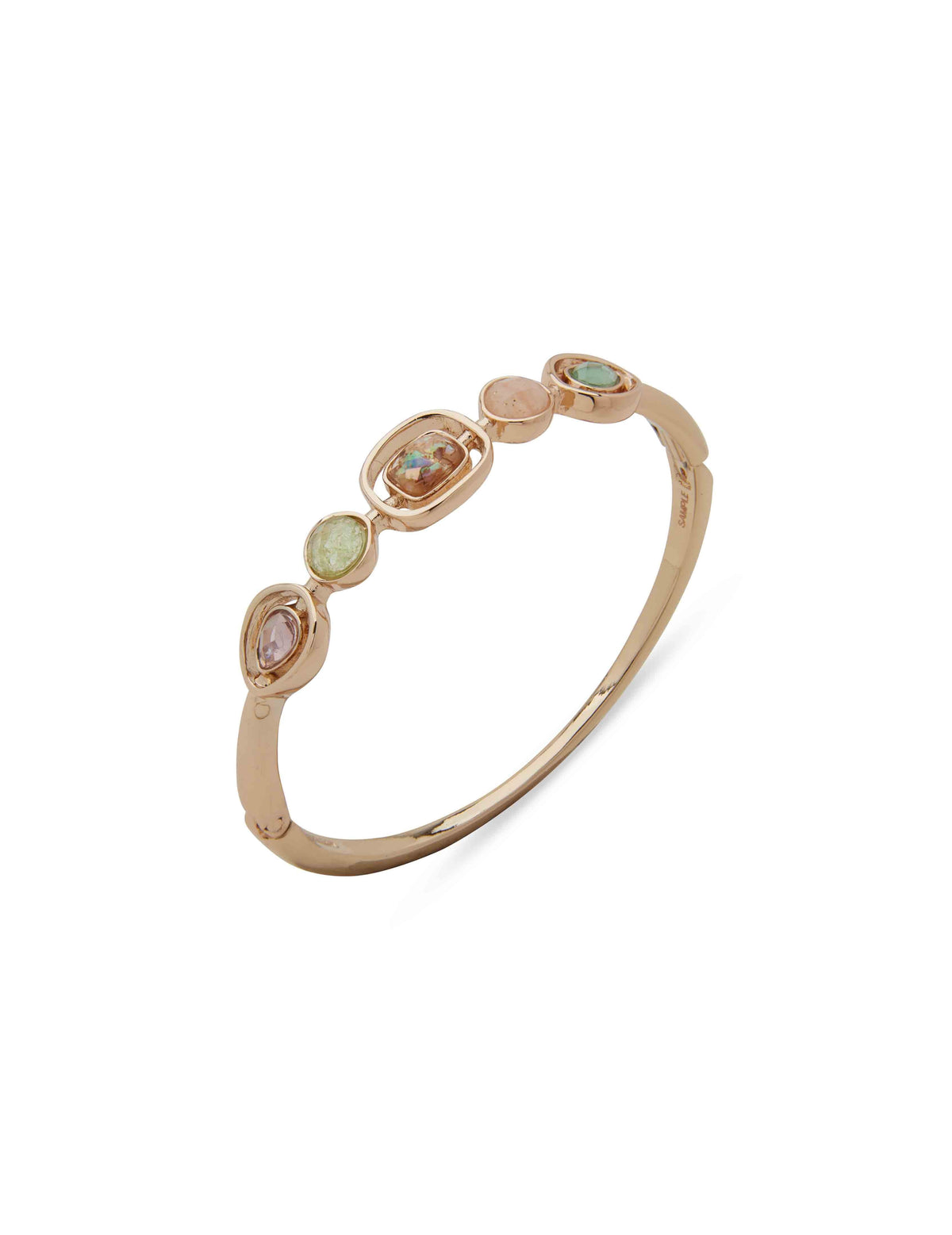 Anne Klein Gold Tone Stoned Hinge Bracelet - Gold/Green/Pink Multi