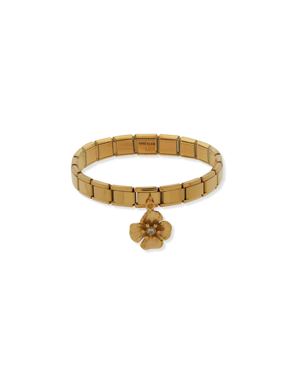 Anne Klein Gold Tone Stretch Bracelet with Flower Charm in Gold-Tone