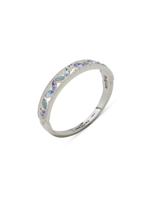 Anne Klein Silver Tone Boxed Hinge Navette Bracelet - Silver/Blue Multi