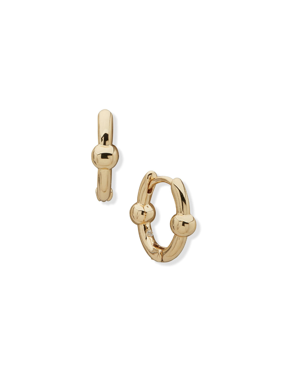 Anne Klein Gold Tone 14MM Metal Ball Huggie Pierced Earrings