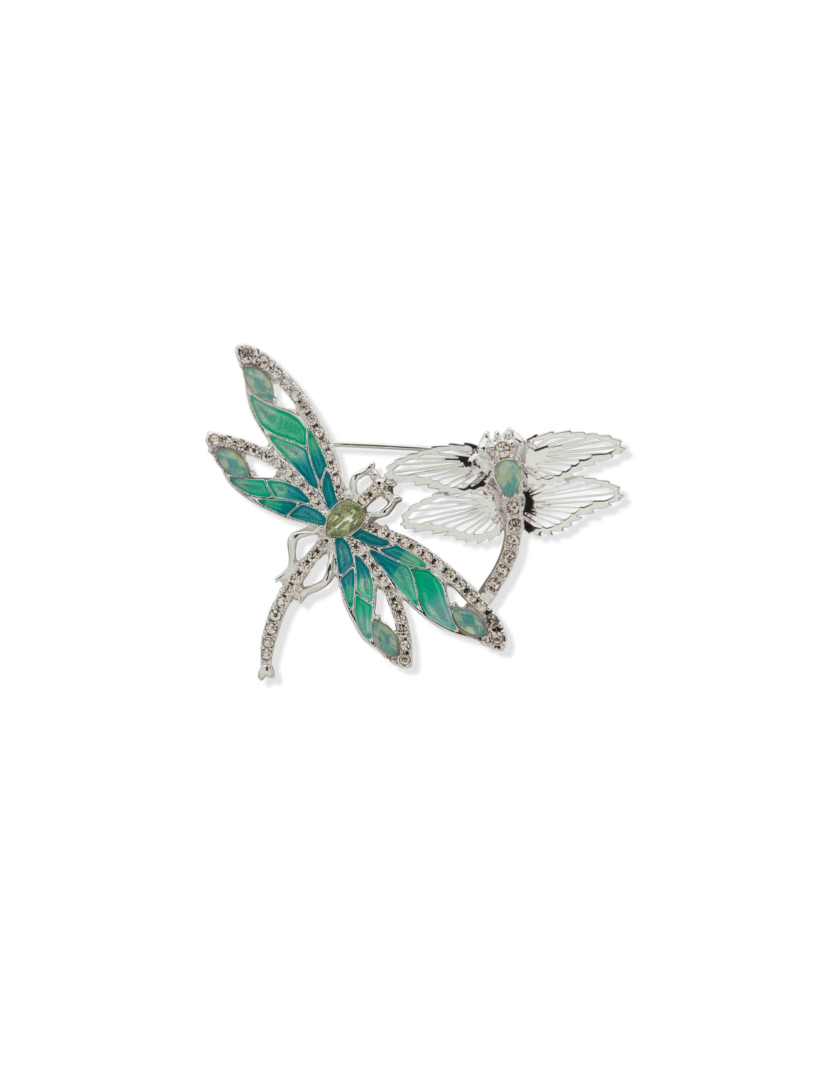 Anne Klein Silver Tone Flying Dragonflies Brooch
