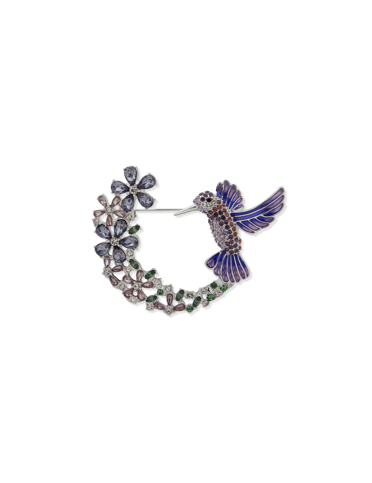 Anne Klein Gold Tone Hummingbird & Floral Brooch