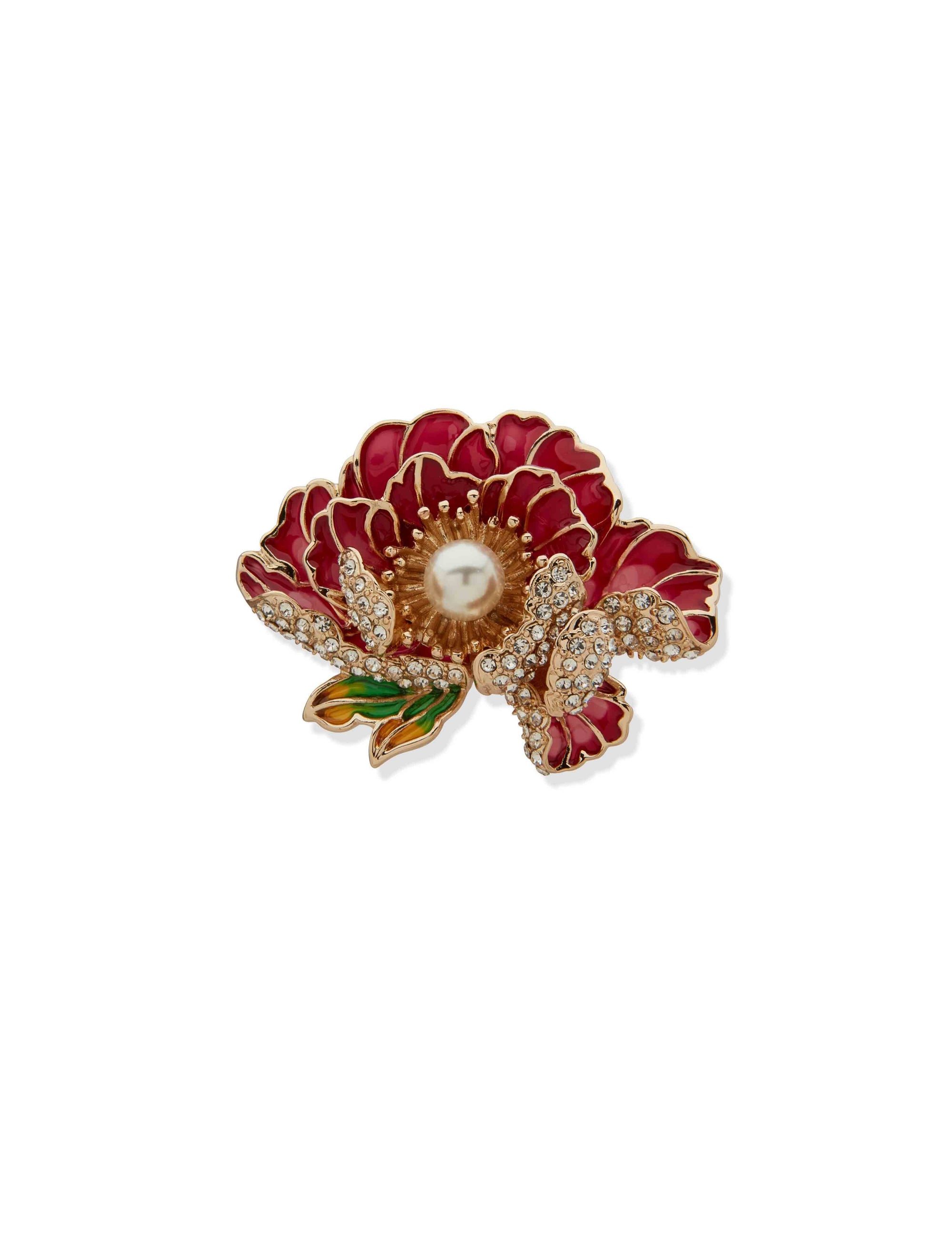 Anne Klein Gold Tone Open Flower Pin-Gld/Pnk/Pnk Prl