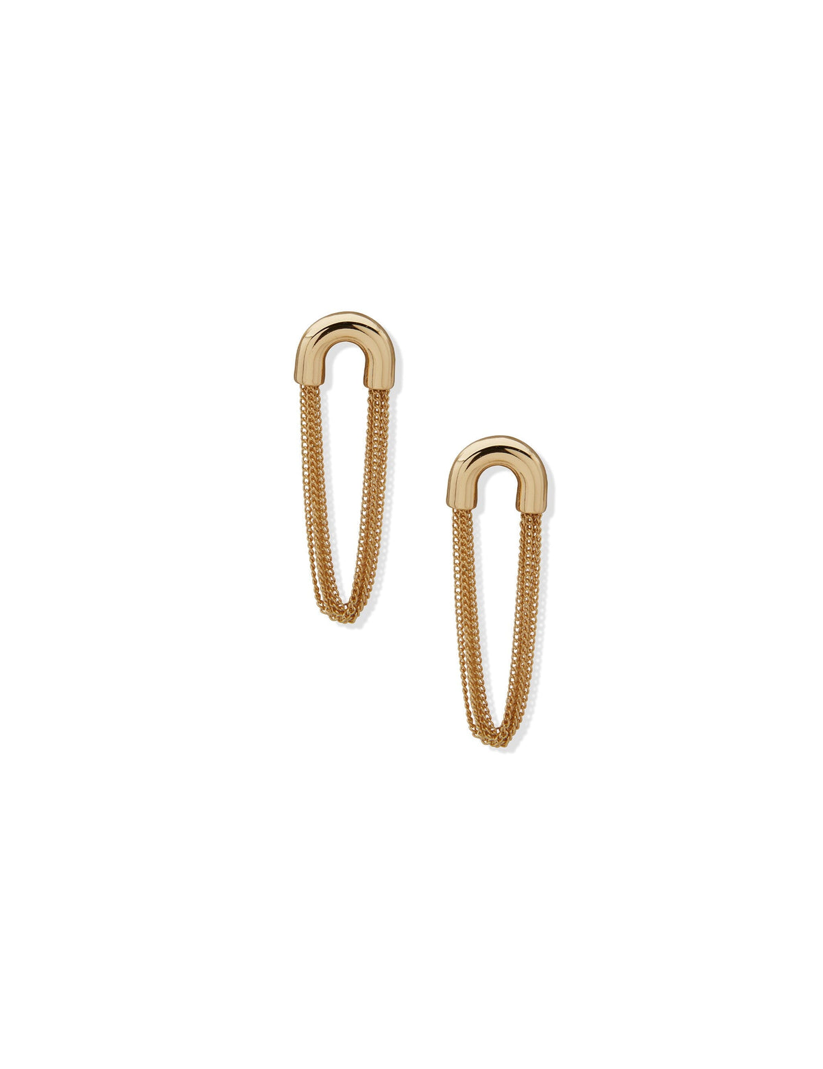 Anne Klein Gold Tone Metal Chain Drop Pierced Earrings