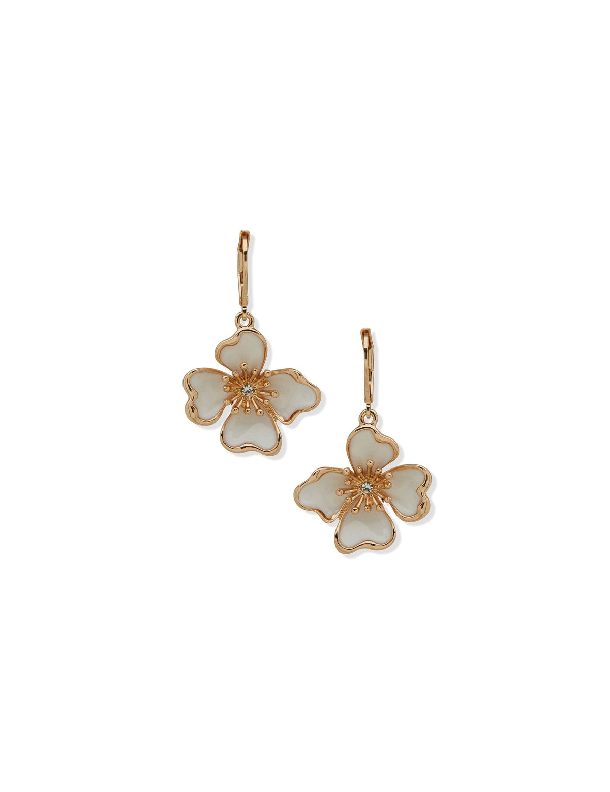 Anne Klein Gold Tone Textured Flower Drop Pierced Earrings