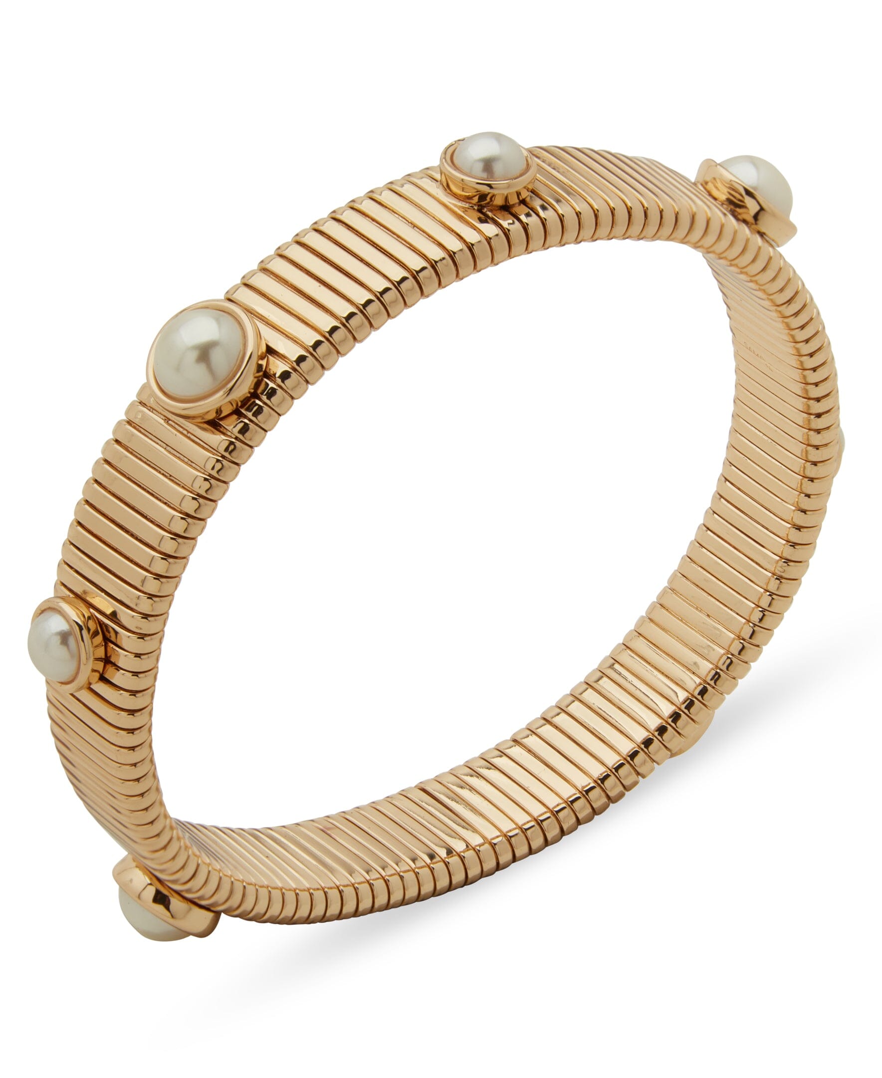 Anne Klein Gold Tone Omega Chain and Pearl Stretch Bracelet