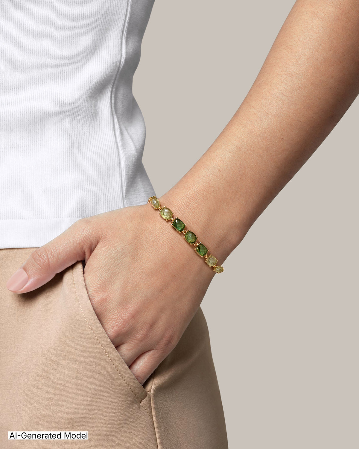 [SKU:01B01419] Stationed Stone Foldover Bracelet