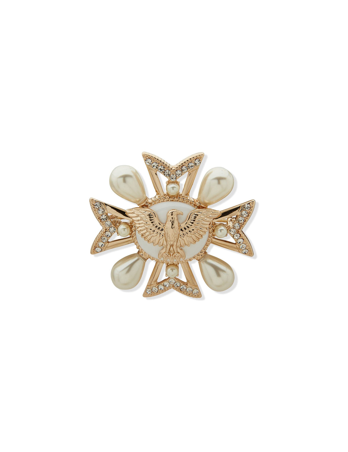 Anne Klein Gold Tone Eagle and Cross Brooch