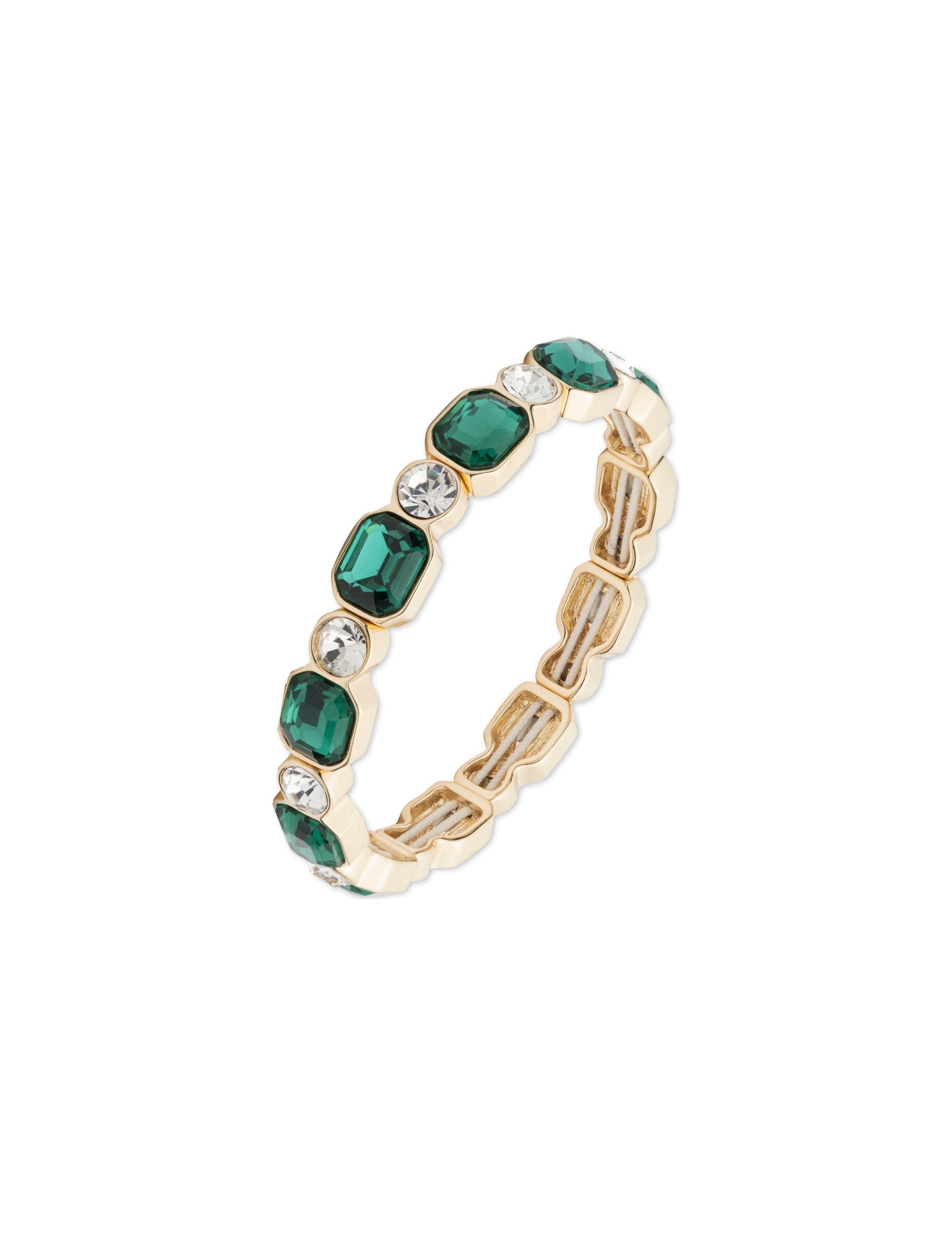 Anne Klein Gold Tone Emerald Stretch Bracelet