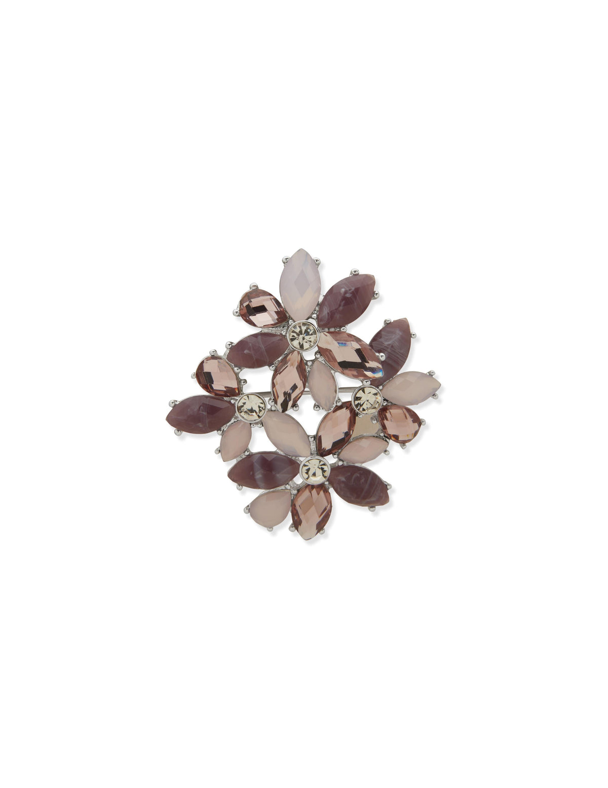 Anne Klein Silver Tone Cluster Flower Boxed Brooch