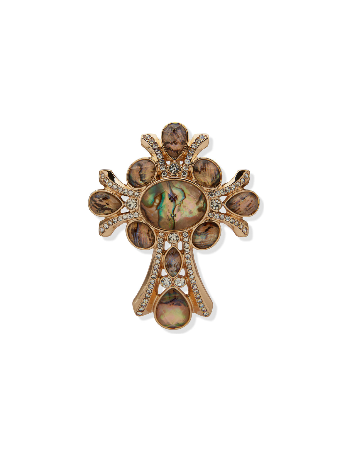 Beveled Stone Cross Brooch