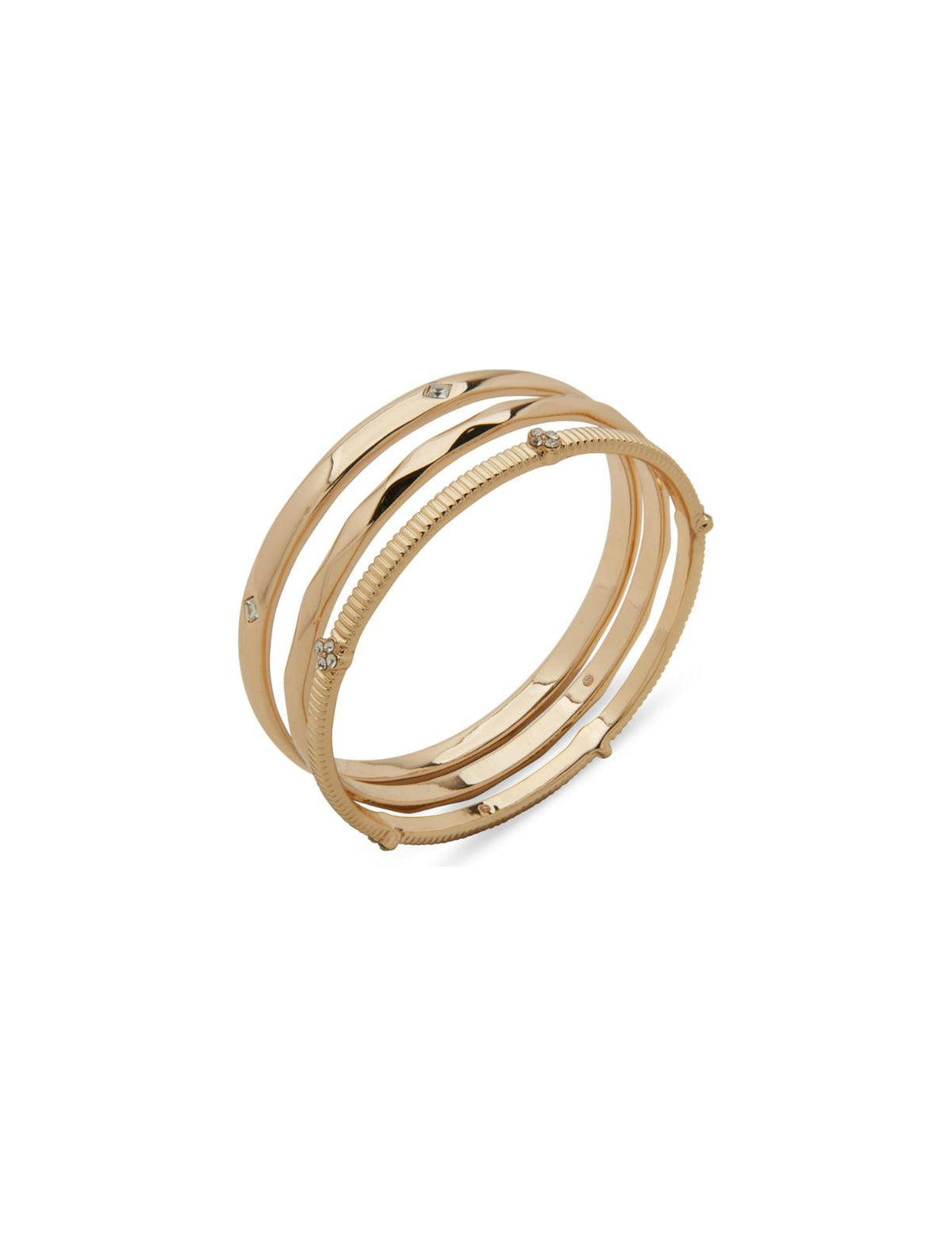 Textured and Stone Bangle Bracelet Set