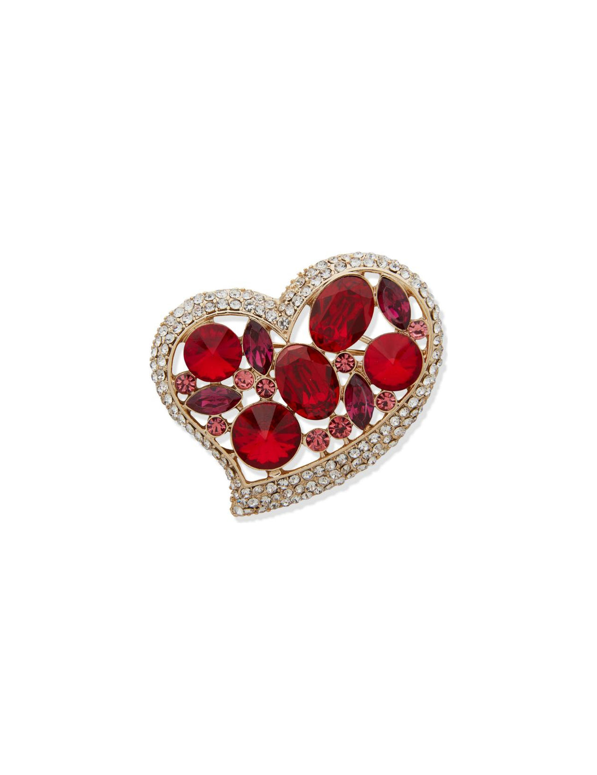 Clustered Stone Heart Brooch