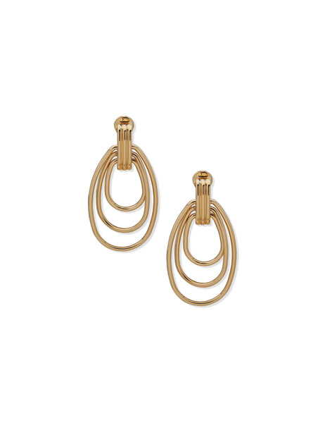 Three-Row Doorknocker Drop Earrings | Anne Klein