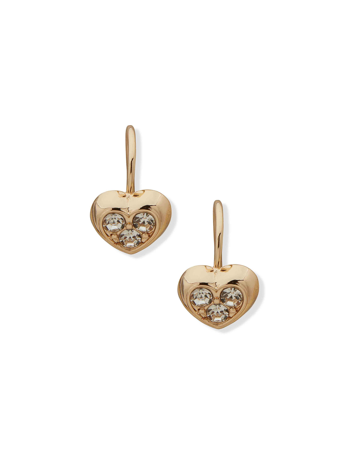 Anne Klein Gold Tone Heart Stud With Crystals