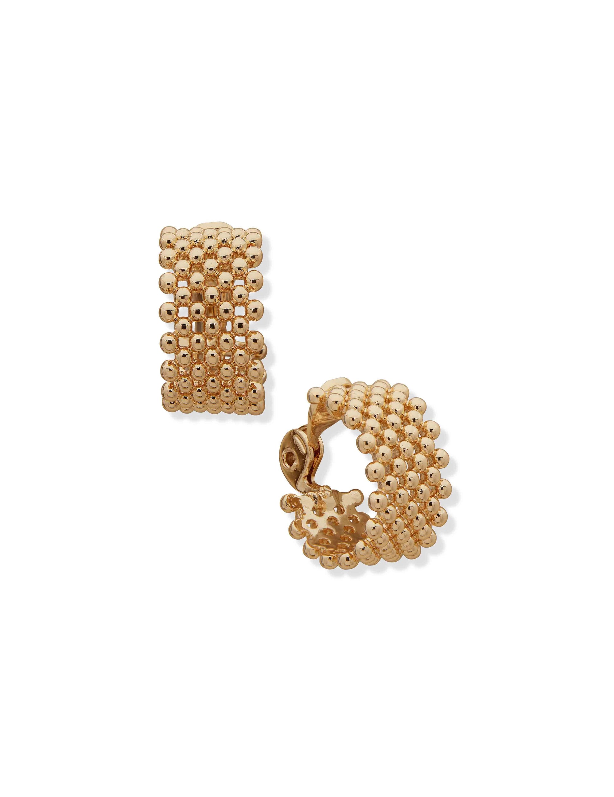 Anne Klein Gold Tone Clip On Chunky Hoop Earrings