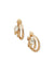Anne Klein Gold Tone Ribbed 3 Row Hoop Clip Earrings