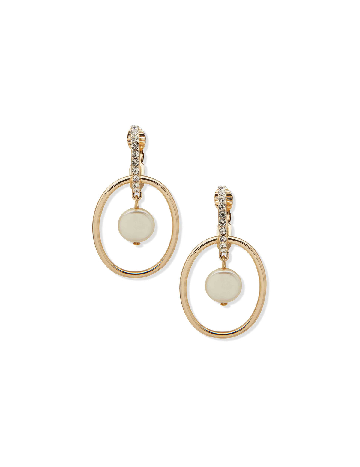 Anne Klein Gold Tone Gold Pearl Orbital Earring