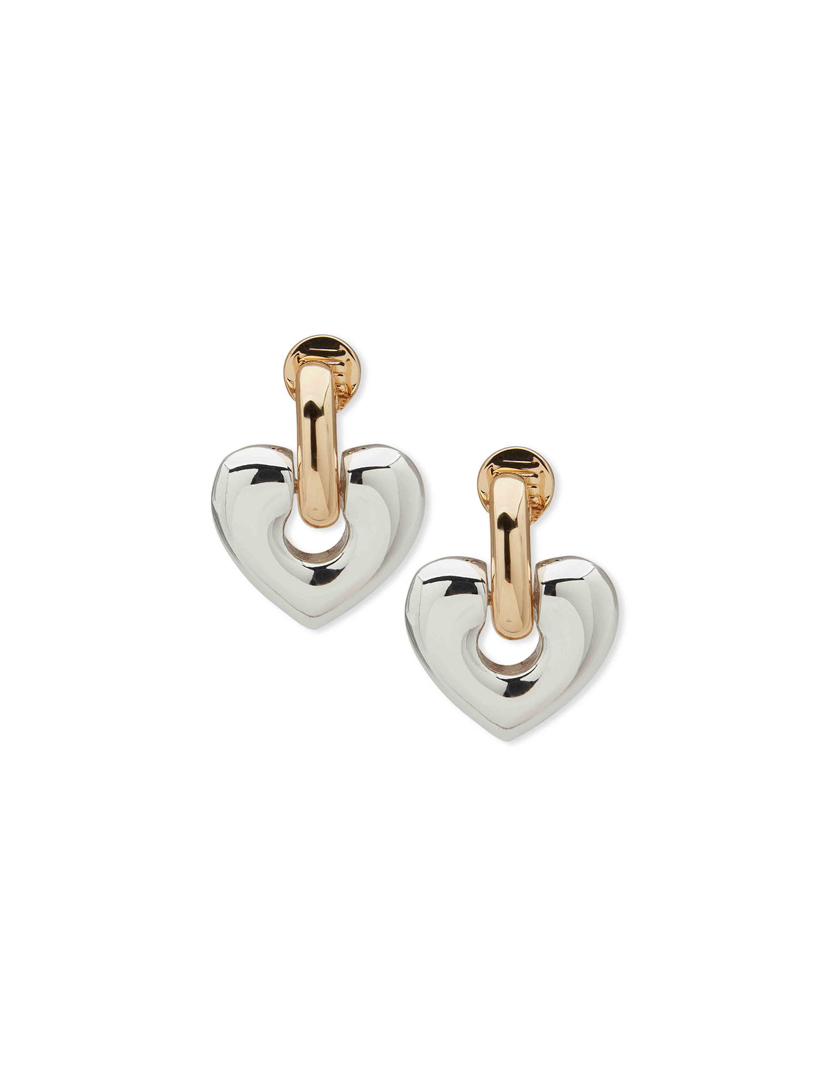 Anne Klein Two Tone Heart Motif Earring - Gold/Silver