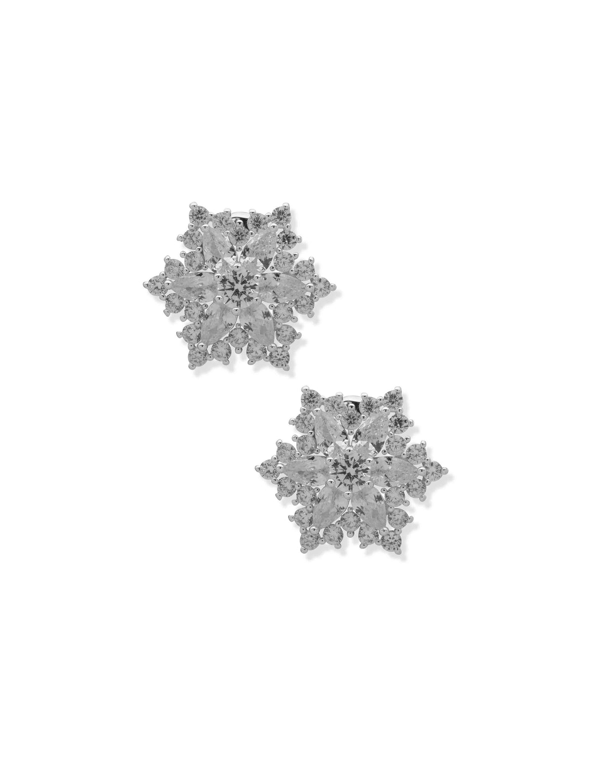 Anne Klein Snowflake Motif Clip Earrings