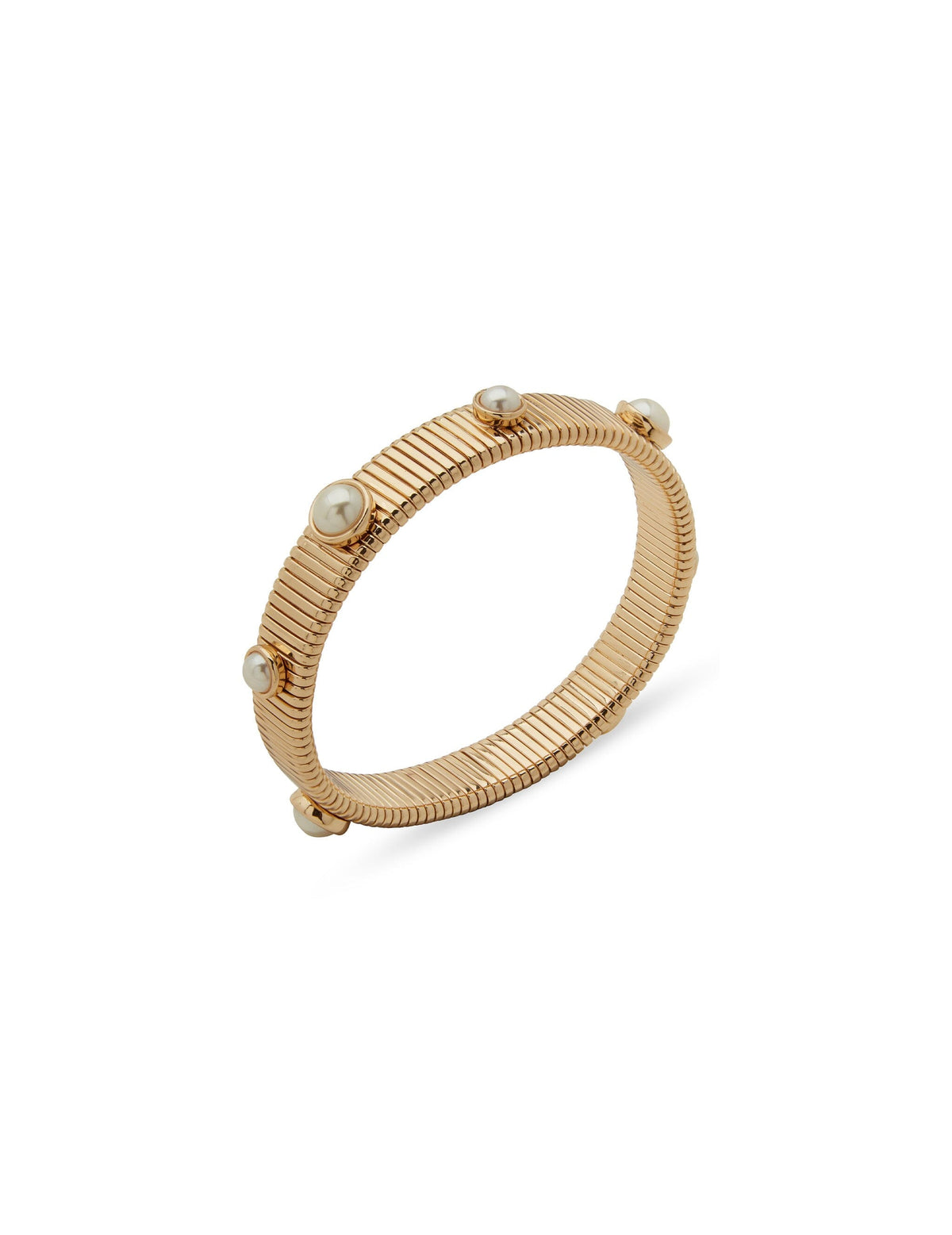 Anne Klein Gold Tone Omega Chain and Pearl Stretch Bracelet