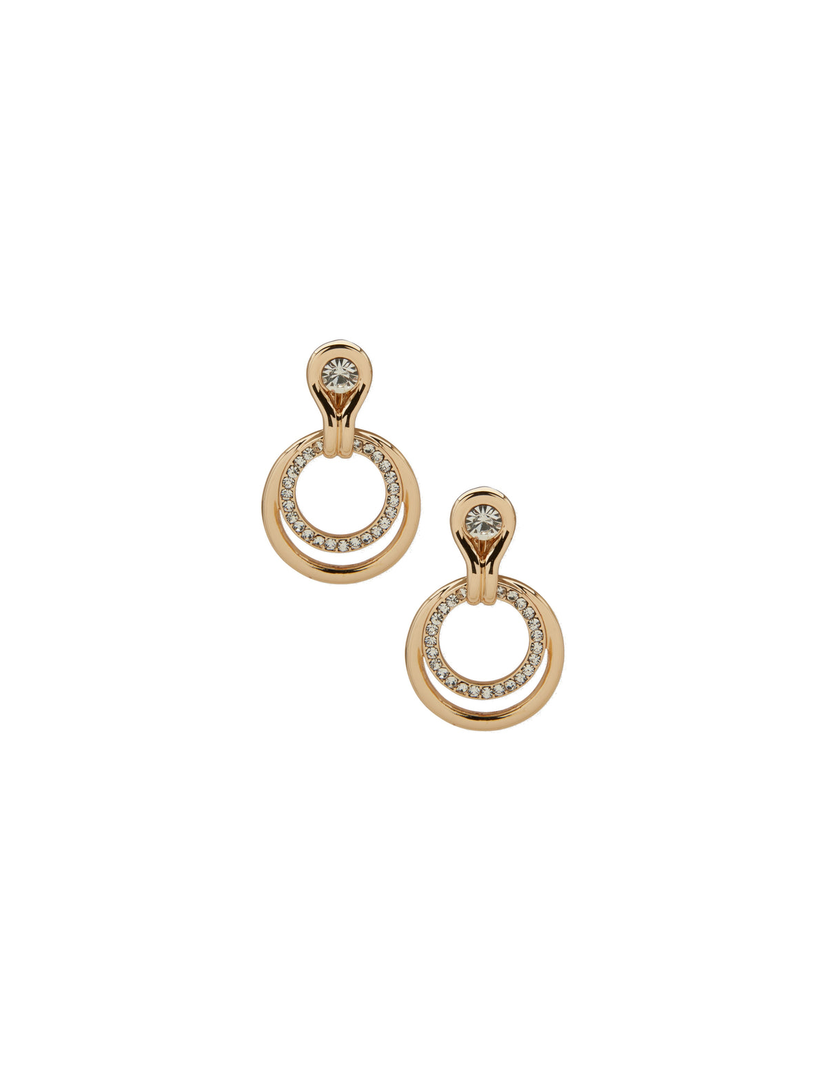 Crystal and Metal Orbital Clip Earrings