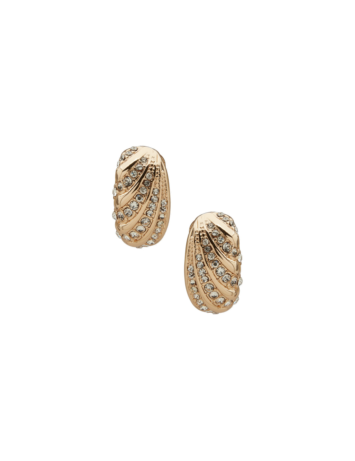 Puffy Fluted Button Clip Earrings